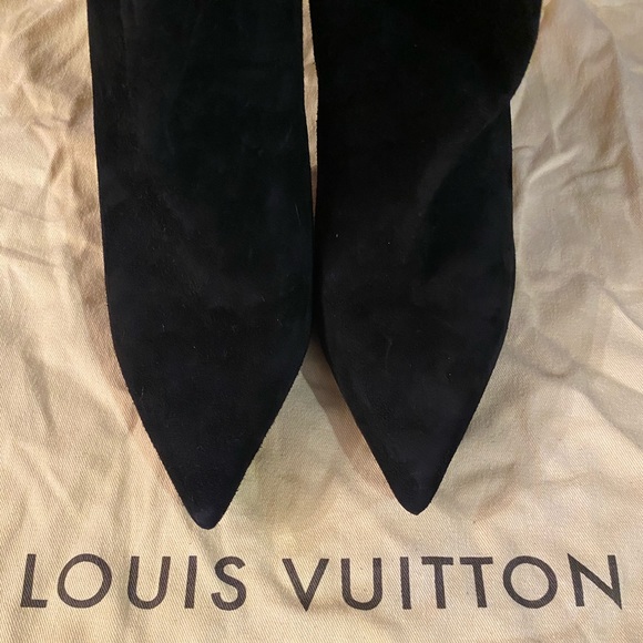 Black Suede Louis Vuitton Knee High Boots Size37.5 - Picture 4 of 8